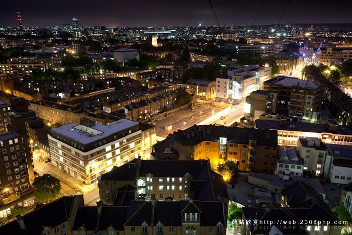英国伦敦高空俯拍金碧辉煌夜景城市建筑图片