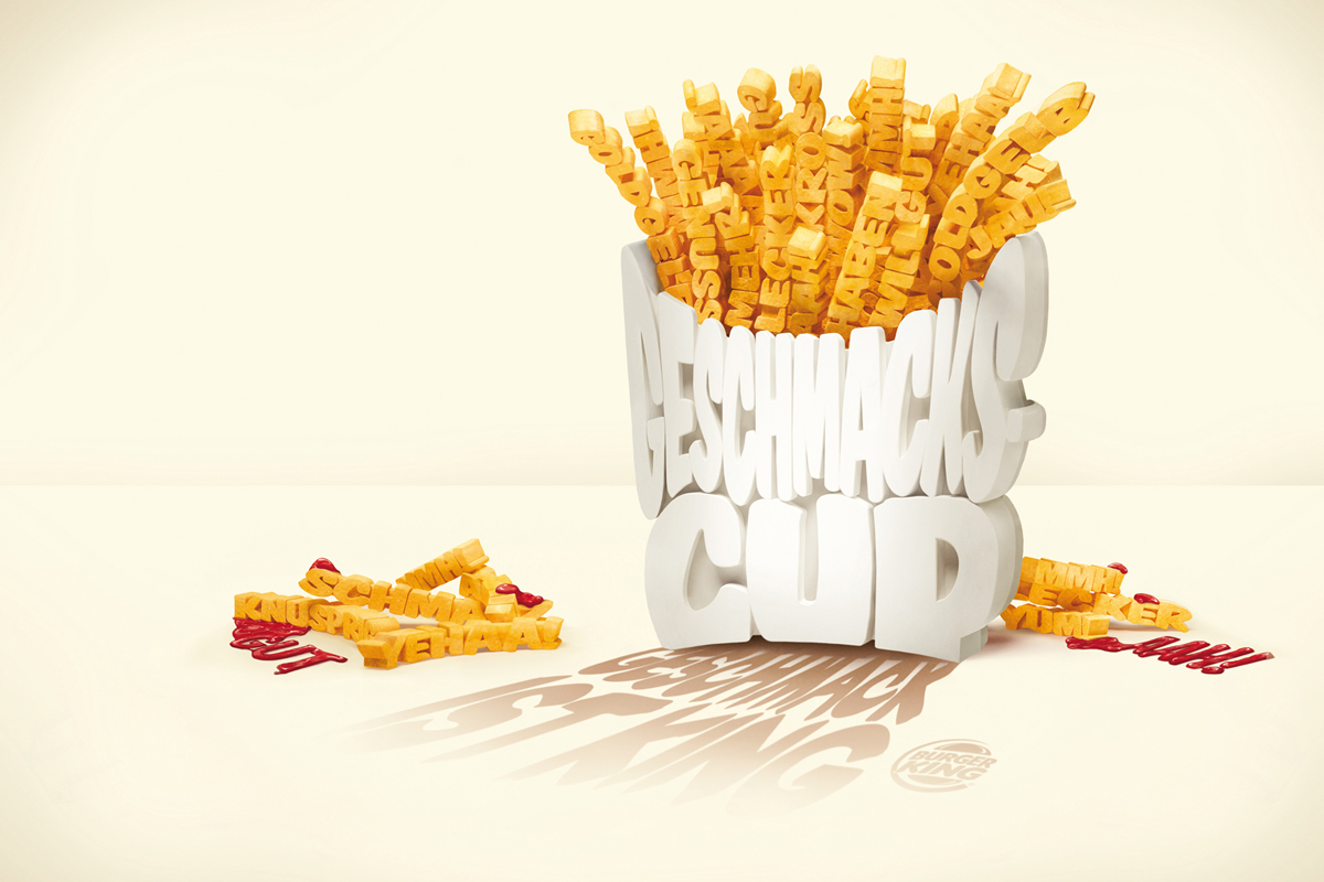 :美国Burger King印刷公司广告-逼真的美食汉堡
