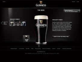 国外Guinness啤酒黑色超酷高档奢华网页界面设计欣赏