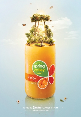 美国Spring Valley饮料果汁平面广告--春天在哪里