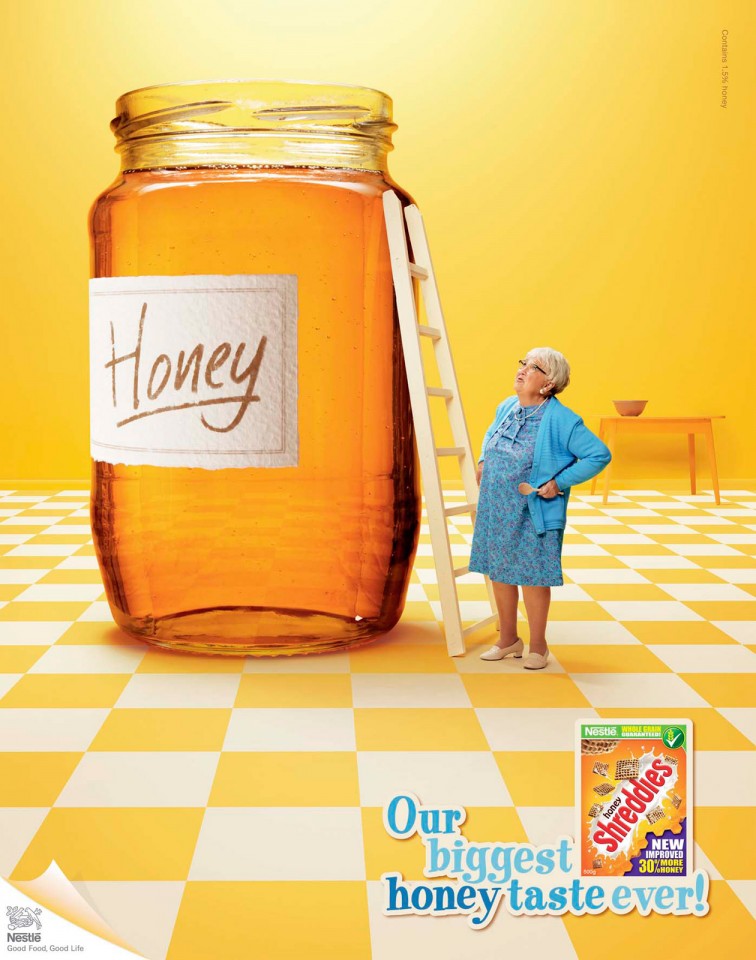 Honey Shreddies蜂蜜食品平面广告