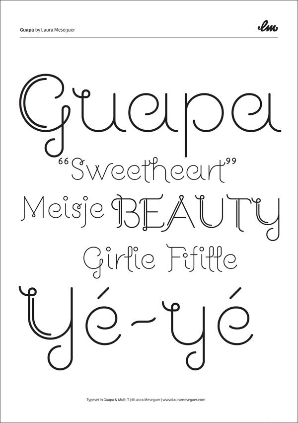Guapa魅力蚯蚓字体设计-西班牙Laura Mese