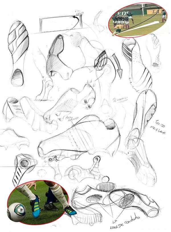 〓 阿迪达斯Biomecanik概念足球鞋手绘稿子草