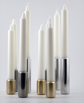 挪威奥斯陆设计师Thomas Jenkins作品-三种不同的金属制成的蜡烛棒