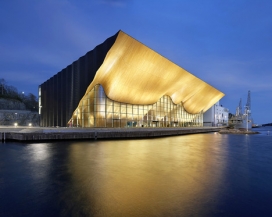 挪威音乐厅-釉面外观阵阵起伏的橡木