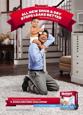 Huggies Campaign好奇婴儿尿布湿止尿裤平面广告