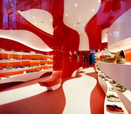 西班牙格拉纳达弯曲的红色和白色露营鞋专卖店-A-cero设计师作品