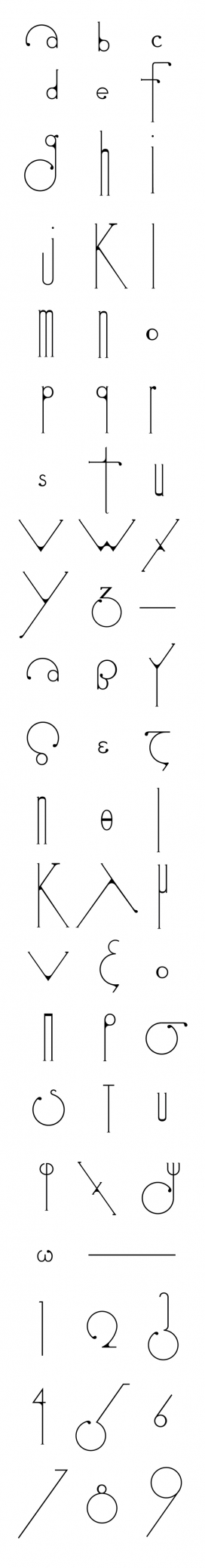 Futuracha细长火柴英文字体设计-希腊雅典odysseas gp平面设计师作品