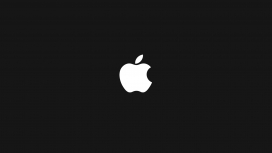 高清晰黑色背景白色苹果LOGO标志壁纸