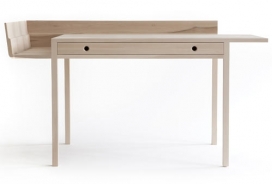 简洁干净的实木服务台桌子-丹麦Louise Campbell设计师作品