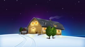 家-高清晰温馨的圣诞卡通小木屋壁纸
