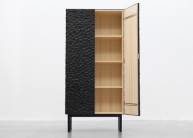 Havet cabinet柜子-斯德哥尔摩Snickeriet工业设计师作品，柜子表面粗糙，像波涛汹涌的海浪