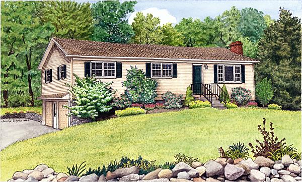 花园家庭房屋建筑肖像插画-美国Jennifer O\'Br