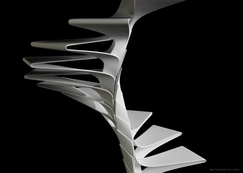 玻璃纤维制成的脊椎骨螺旋褶皱楼梯-意大利工