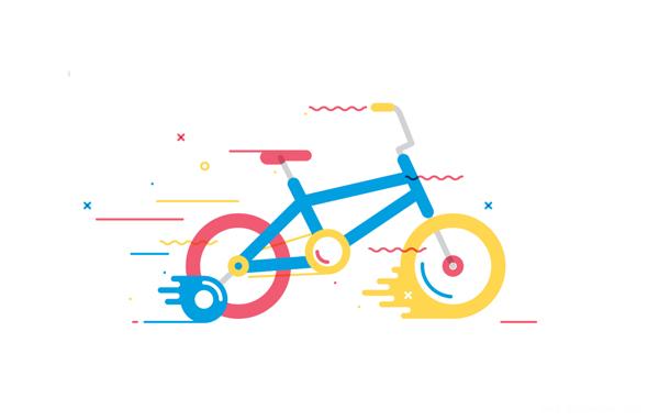 Bicicletas-漂亮的手绘卡通自行车插画