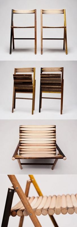 旧木扫帚柄钢椅子-荷兰Reinier de Jong设计师作品