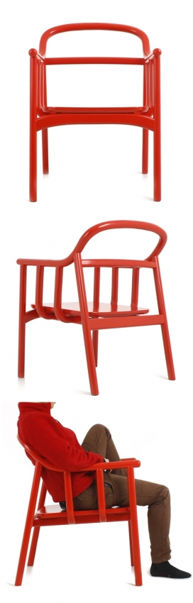木制休闲扶手骨椅子，灵感来自于一个肋骨-韩国工业设计师Soyoon Choi作品