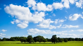 蓝天白云绿色草地自然风景壁纸
