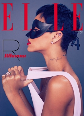 蕾哈娜-ELLE封面人像欣赏,流行歌手蕾哈娜（Rihanna）展示了她的叛逆风格,别致的Elle英国4月封面故事