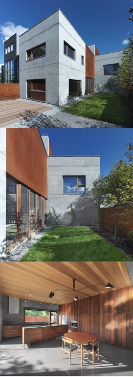 La Maison房屋建筑，内部和外部都采用混凝土墙-加拿大Henri Cleinge建筑师作品