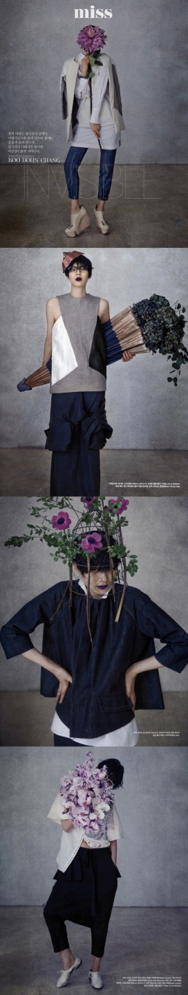 Miss Invisible-亚洲风味隐形花树妹，各种各样丰富色彩的花朵，树枝和灌木为点缀-Vogue韩国纯粹的艺术