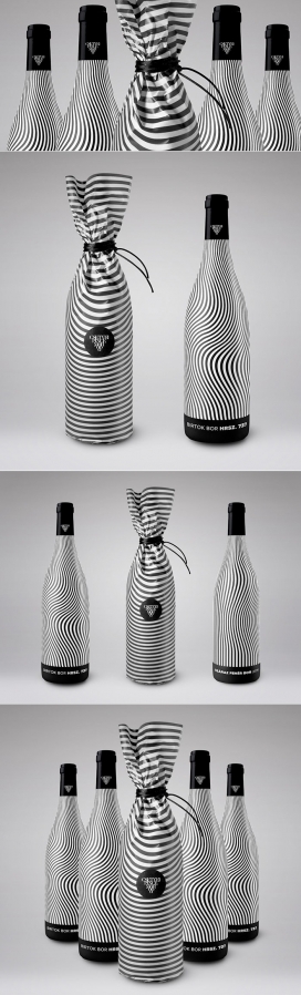 737黑白条纹酒标设计-布达佩斯Kira Koroknai设计师作品