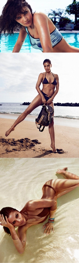 ELLE世界时装之苑西班牙-名模海伦娜克里斯滕森美诱海滩比基尼泳装泳装秀-烟熏眼的外观与丰富多彩的配饰