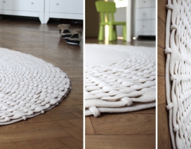 圆形编制小地毯垫子