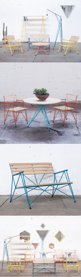 钢筋和木材组成的家具家居-智利设计工作室Losgogo作品