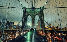 纽约市布鲁克林大桥夜景壁纸
