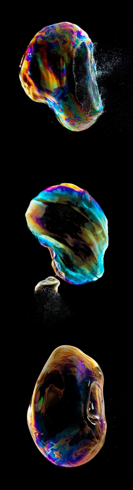 高速摄影机抓拍的薄膜肥皂泡泡爆破特效