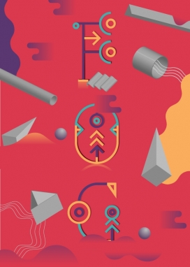 YWFT Harp几何图案海报设计-充满现代化活力的设计