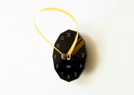 圆形挂钟-巨大的环形手创建的分针和时针-卷曲时钟连接用双手，象征着时间的连续性