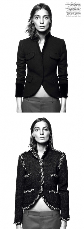 Vogue巴黎-“富豪”夹克和裤子黑白女装秀