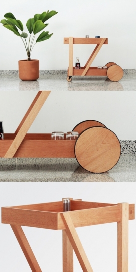 Service Trolley木质服务玩具货架车-简单而不失优雅的设计