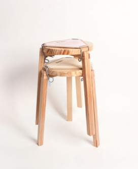 Erpin stool木质圆凳子