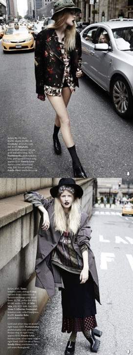 路易丝・帕克-ELLE艾丽澳大利亚2013年10月-深色唇膏，厚厚的黑色皮靴和超大格子大衣