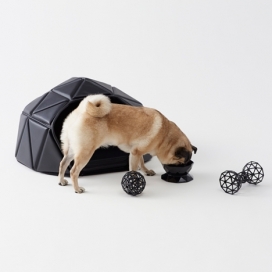 日本Nendo设计工作室-想出了一系列的变形宠物狗屋配件（狗床，餐具和玩具）