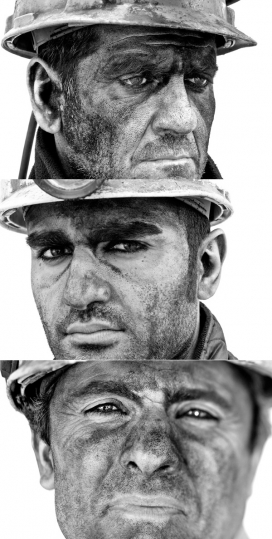 意大利矿工黑白人物肖像