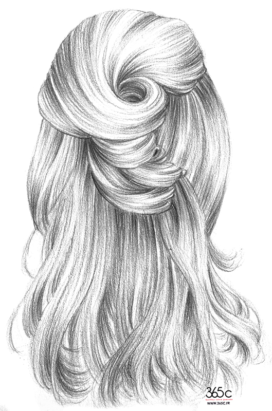 漂亮的黑白手绘女性发型插画