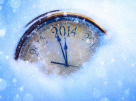 新年前夕-被蓝色雪包裹的时钟