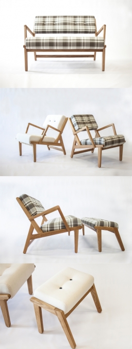 TETTIGONIA VIRIDISSIMA-客厅厚圆椅垫橡木沙发椅子家具设计