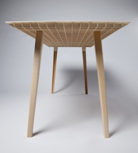 鲁本・贝克斯木桌，薄木板条组成的网格，重量仅为4.5千克-德国设计师Ruben Beckers作品
