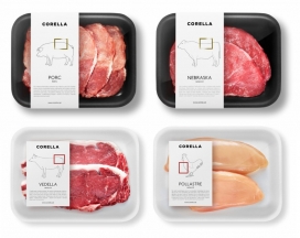 西班牙CORELLA肉类食品包装设计-小插图标签表达了一种强烈的统一和简洁的外观