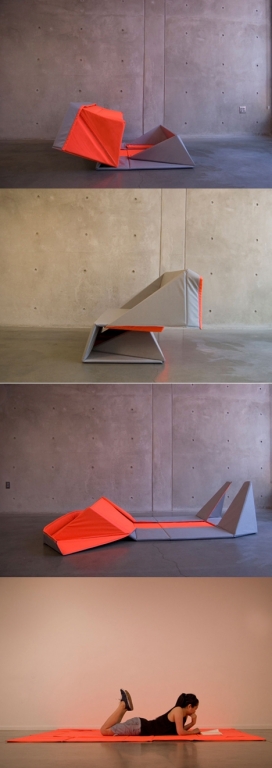 折纸沙发-灵感来自日本古代艺术折纸-展开后可以变成一个地板垫，也可以变成一个双人沙发