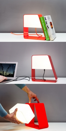 Ludovica-LED补光灯-一个完美紧凑型灯-意大利都灵Zanocchi & Starke设计师作品，光线是由两部分组成，一个铝制框架和一个可移动的照明元素，当你需要给电池充电，有一个USB连接线，一次充电可以用4个小时