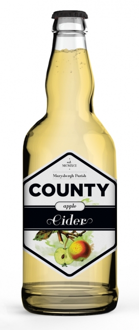 一个干净的，现代的外观-County Cider新口味果汁酒饮料-口味包含苹果，梨和橘子，传达了质量和工艺
