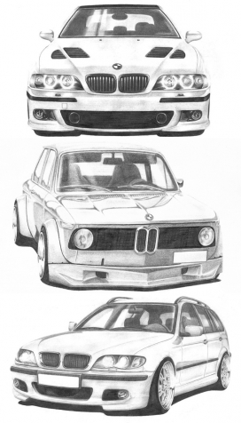 BMW汽车图纸绘制插画