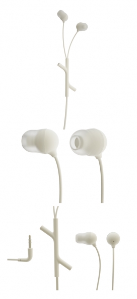 ACME Jungle耳机设计-关键特征是一个特殊的高弹性材料线，有助于避免刺激性的乱七八糟的电线。该耳机的设计非常简约，简单和轻量级