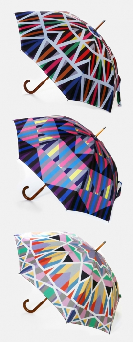 伦敦David David艺术家作品-大胆花纹印花图案拐杖雨伞设计